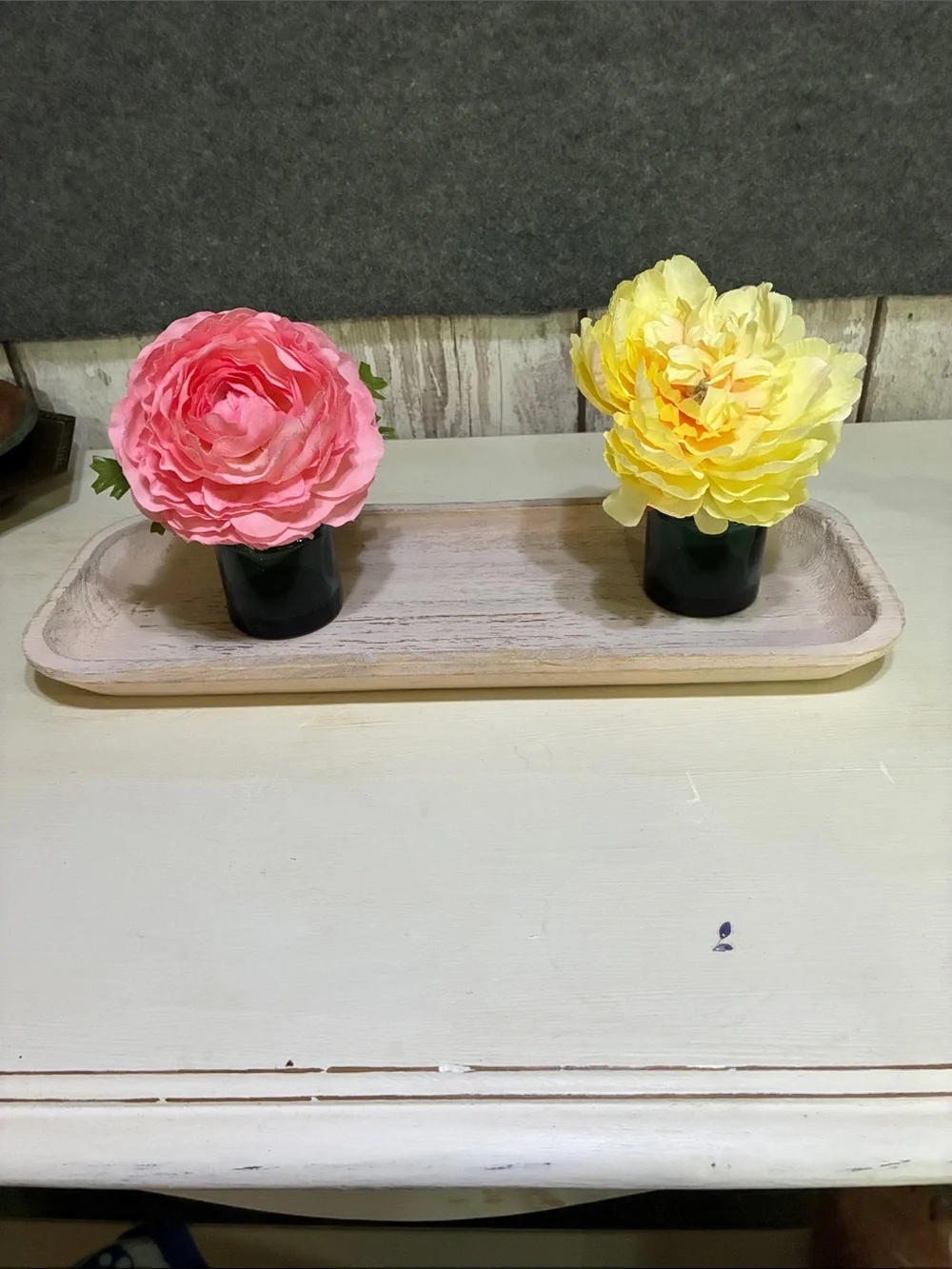 Source Unknown Pale Pink Distressed Wooden Bath Vanity Tray (Tray only)